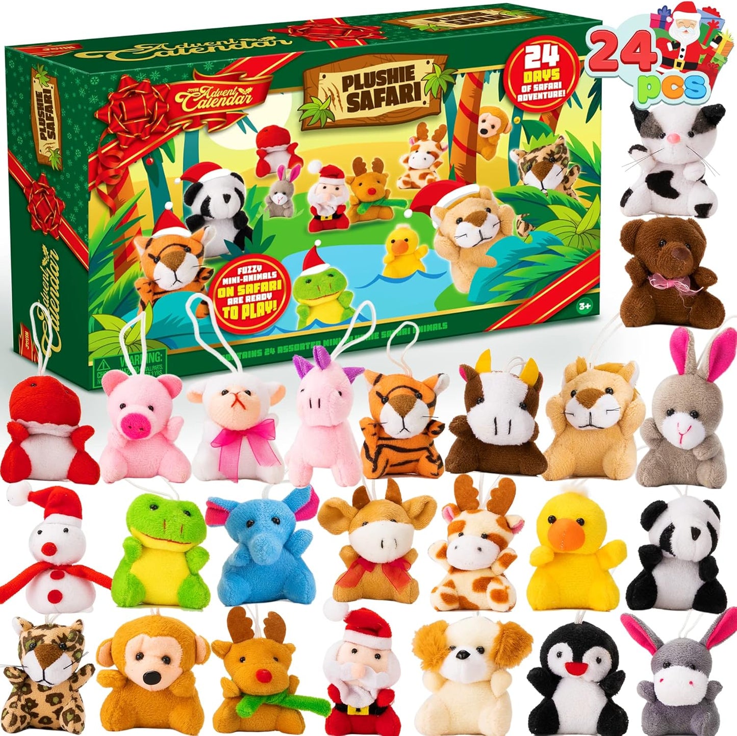 JOYIN Christmas Advent Calendar - 24 Mini Animal Plush Toys for Kids | Countdown to Christmas Fun