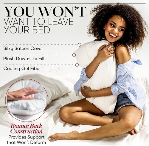 Beckham Hotel Collection Bed Pillows - Set of 2 Soft, Cooling Gel Pillows for All Sleep Positions