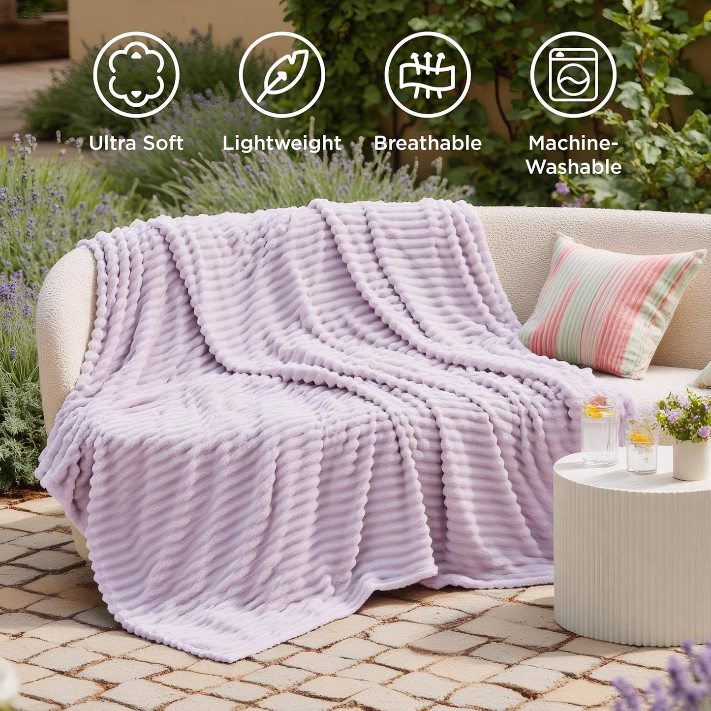 Bedsure GentleSoft Twin Blanket - Cozy Lavender Fog Throw for Women | Soft, Large 66x90 Inches