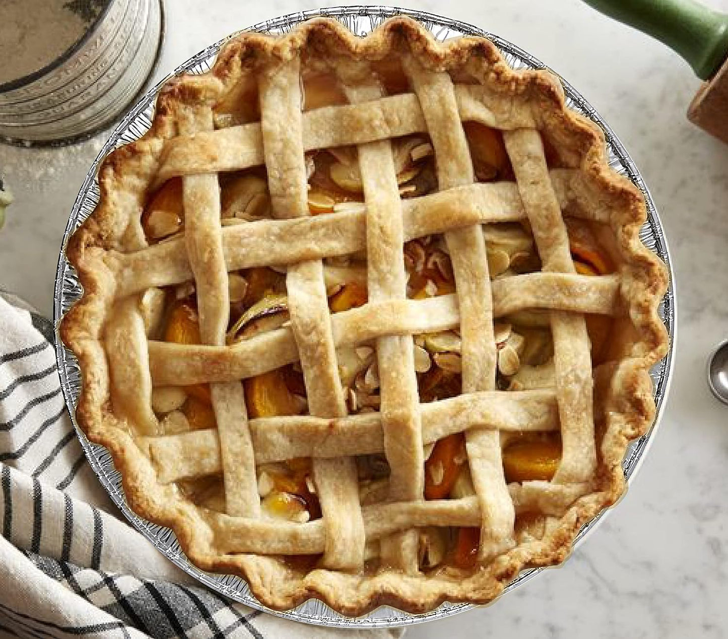 Aluminum Foil Pie Tins - 25 Pack Disposable Baking Pans | Round Foil Plates for Quiche, Tarts & Pies