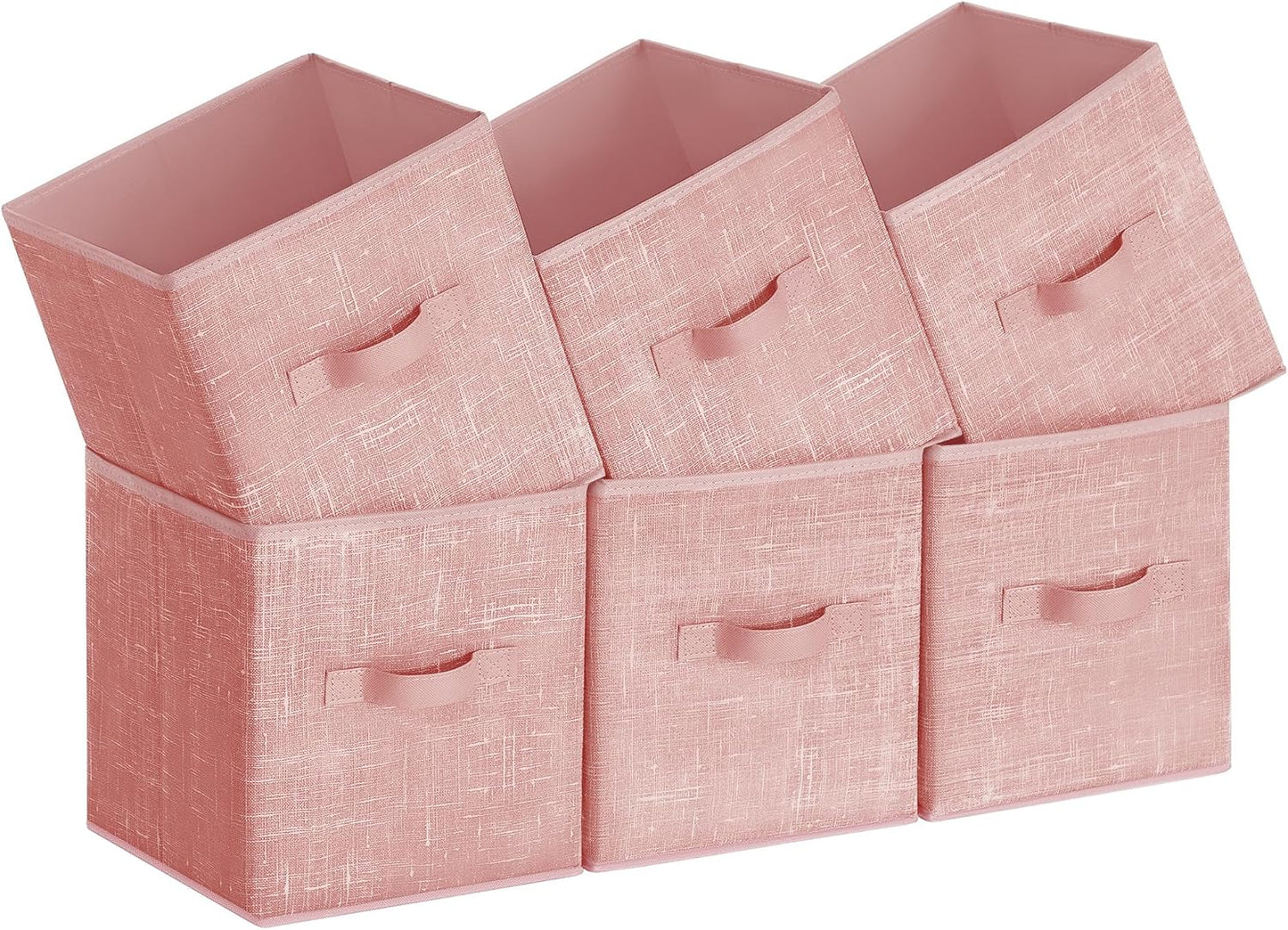 SONGMICS Storage Cubes - 11-Inch Non-Woven Fabric Bins with Double Handles - Set of 6, Jelly Pink Closet Organizers