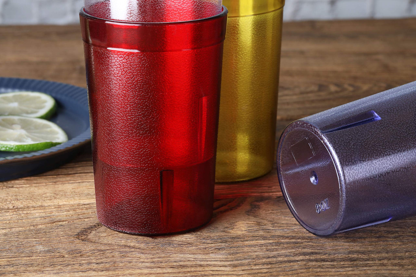New Star Foodservice Restaurant-Grade Polycarbonate Beverage Tumblers, 8 oz, Blue, Set of 12