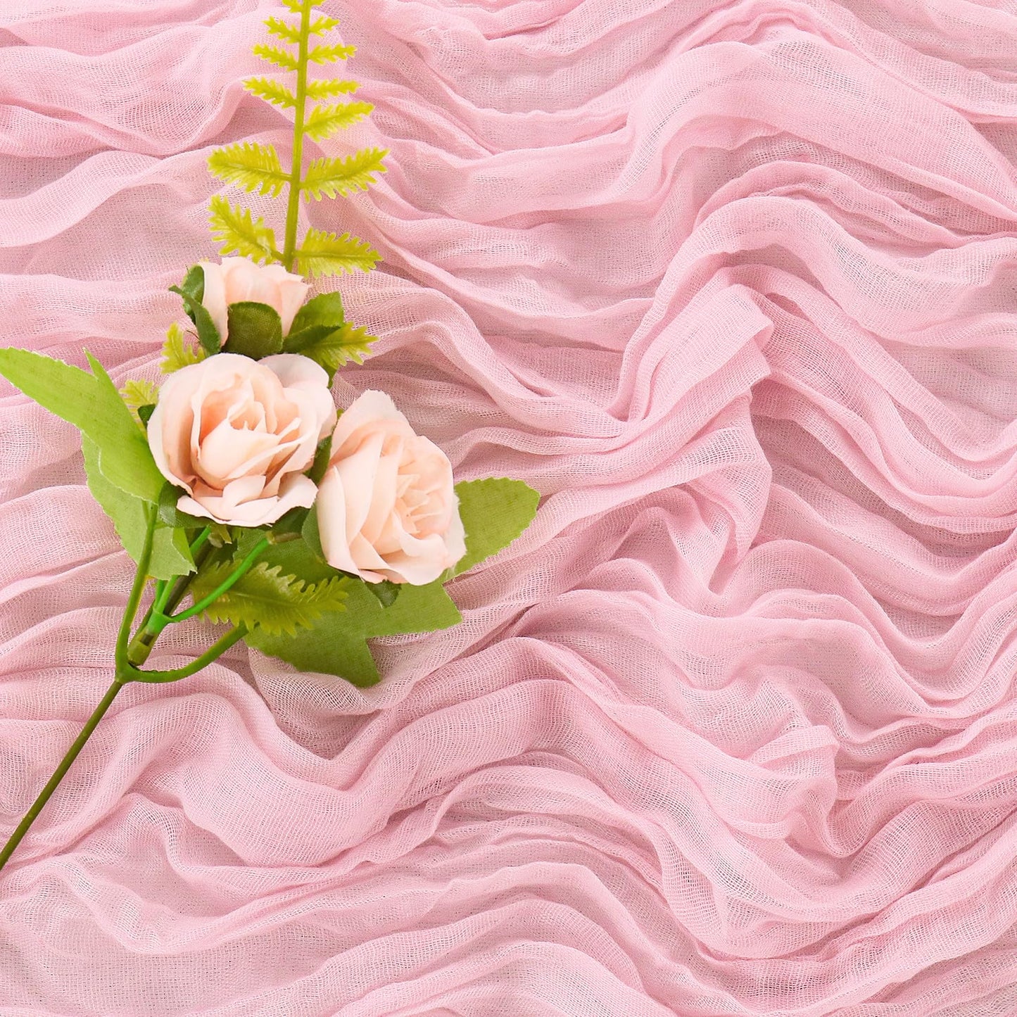 6 Pieces Pink Easter Spring 10FT Cheesecloth Table Runner Boho Gauze Fabric Table Runner Rustic Sheer Runner for Wedding Birthday Baby Shower Party Boho Table Decoration（Pink）