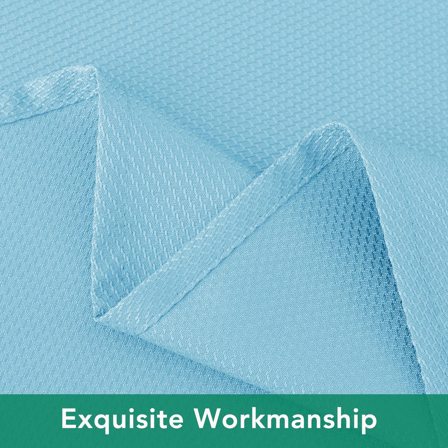 Biscaynebay Textured Fabric Tablecloths 52x70 Inches Rectangular, Light Blue Water Resistant Tablecloths for Dining, Kitchen, Wedding, Parties etc. Machine Washable