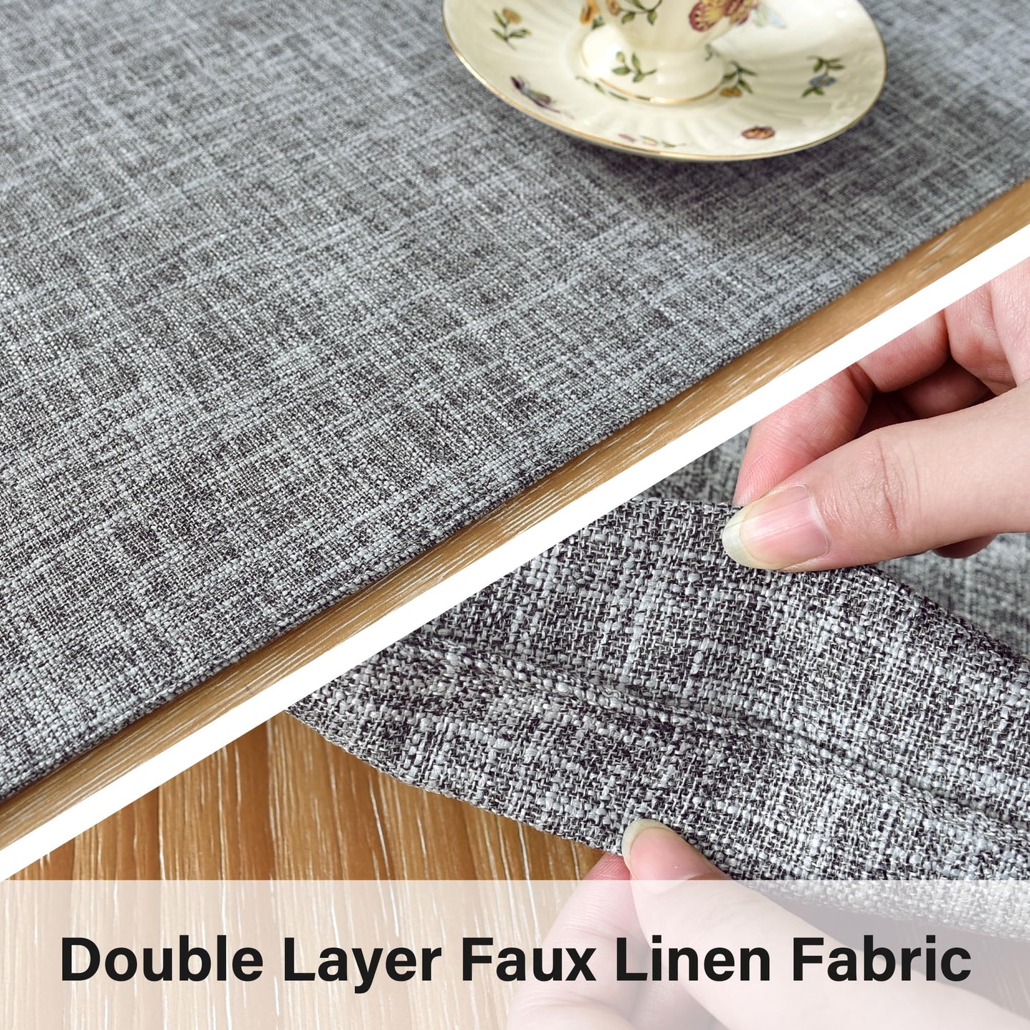 Farmhouse Rustic Faux Linen Table Runner Neutral Grey Table Runners Double Layer Reversible Rectangle Runners for Daily Use Kitchen Dining Banquet Holiday 13x36 Inch