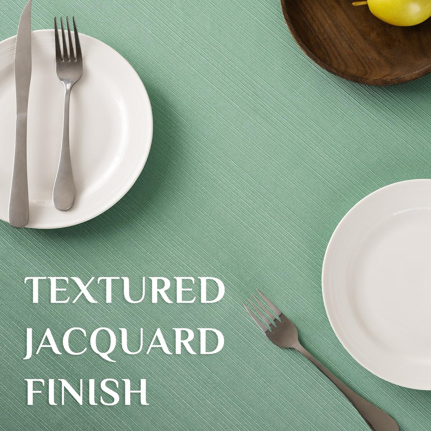 Softalker Sage Green Jacquard Rectangle Tablecloth 60 x 84 Inch - Waterproof & Wrinkle Free Textured Heavy Weight Fabric Cover for Kitchen, Dining, Parties, Outdoor Picnic, Easter Spring Holiday Decor