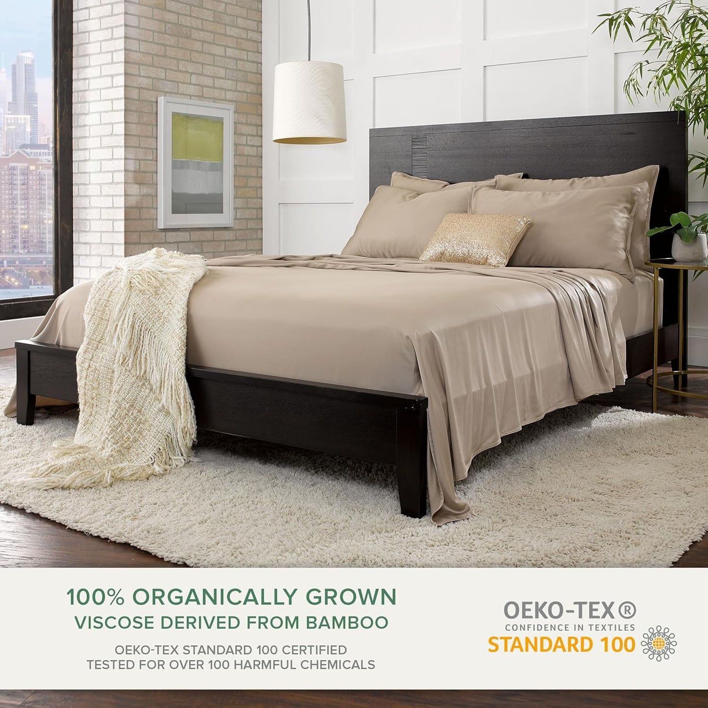 Pure Bamboo Twin Sheets - Luxuriously Soft 100% Organic Viscose Bed Sheet Set | Cooling & Durable (Twin, Sand)