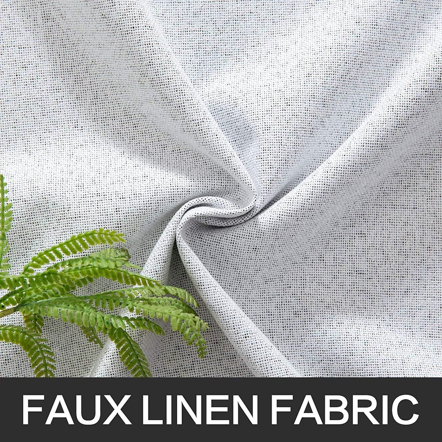 MIULEE Linen Blackout Curtains - 100% Thermal Insulated Room Darkening Drapes | Grayish White, 42x84 Inch (2 Panels)