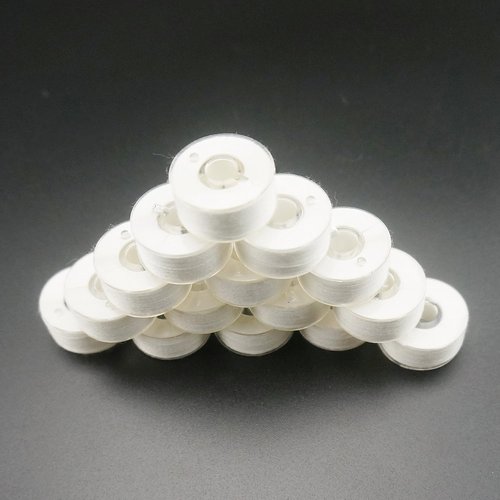 Brothread Prewound Bobbin Thread - 25pcs White 60S/2 (90WT) Plastic Size A SA156 for Embroidery & Sewing