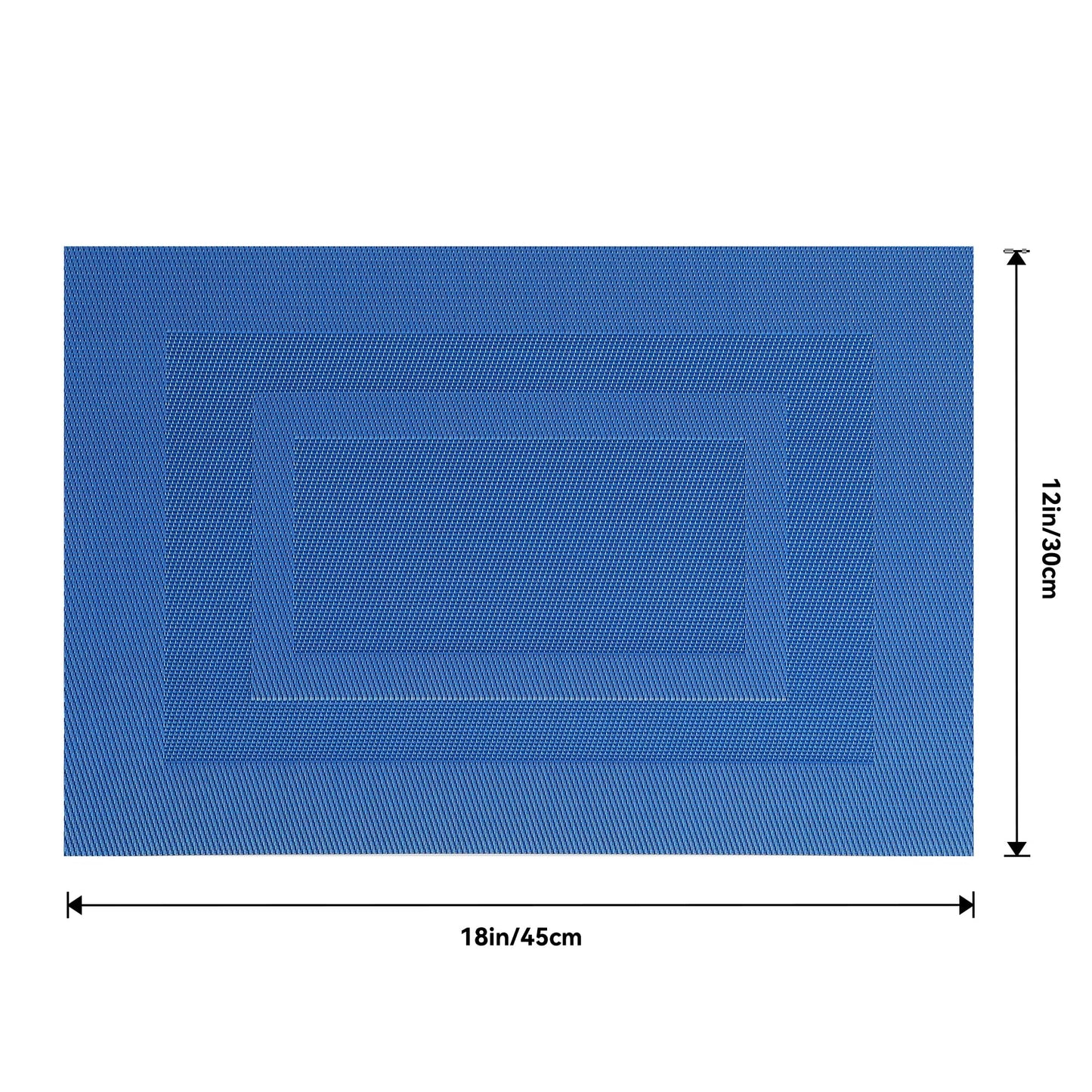 Leetaltree Blue Frame Placemats Set of 4 - Heat Resistant Non-Slip Place mats for Dining Table, Washable Durable PVC Vinyl Woven Table Mats（Blue Frame, 4）