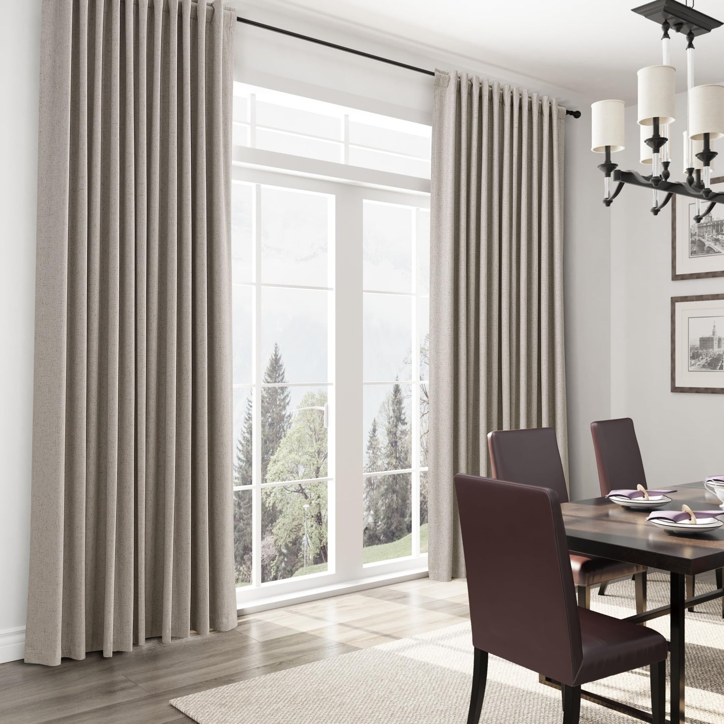 Joywell Linen Dark Apricot Full Blackout Curtains 96 Inch Long 2 Panels Set for Bedroom Living Room,Back Tab Rod Pocket Room Darkening Thermal Insulated Black Out Window Drapes,52x96 Inches