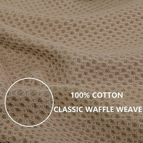Homaxy 100% Cotton Waffle Weave Kitchen Dish Towels, Ultra Soft Absorbent Quick Drying Cleaning Towel, 13 x 28 Inches, 4-Pack, Tan