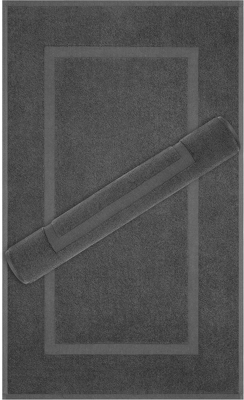 Cotton Paradise 100% Cotton Bath Mats - Soft, Absorbent, Quick-Dry | Set of 2, Dark Gray, 20x34 Inches