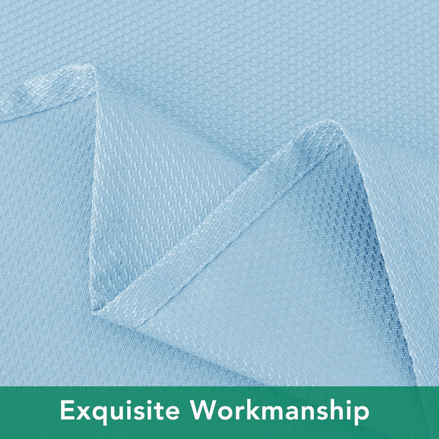 Biscaynebay Textured Fabric Round Tablecloths 60" for Round Tables diameters from 28" to 48", Light Blue Water Resistant Folding Table Covers Washable for Dining, Kitchen, Wedding, Parties etc