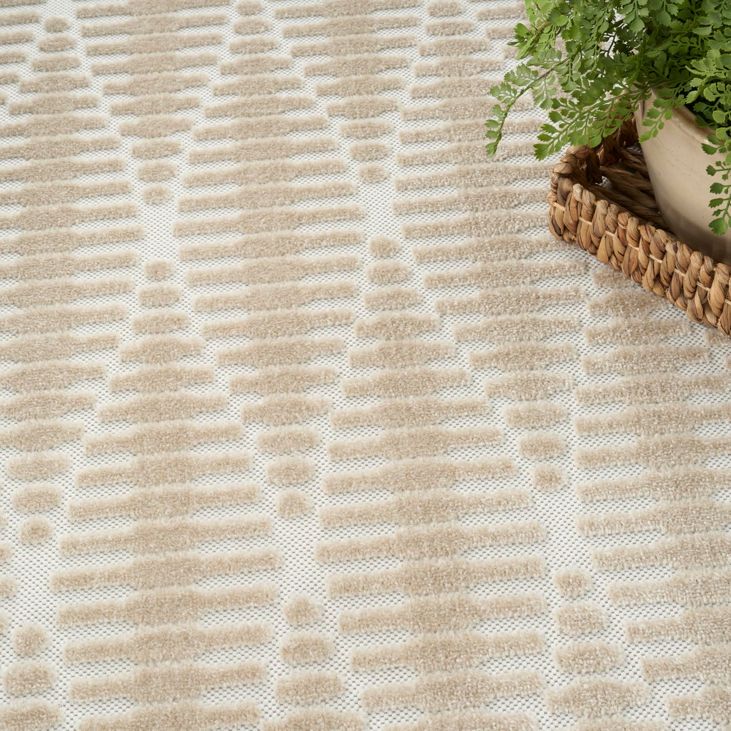 Nourison Casual Beige 3'11" x 5'11" Area Rug - Easy Clean, Non Shedding, Bed Room, Living Room, Dining Room, Kitchen (4' x 6')