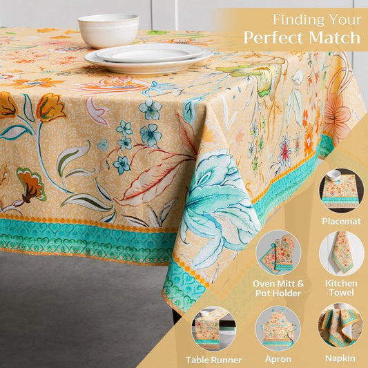 Maison d' Hermine Table Cloth Rectangle Table 100% Cotton 70 x 108 Inches Tablecloth Reusable Decorative for Dining Kitchen Farmhouse Home Gifts for Mothers Day Spring Summer - Luxury Loft - Peach