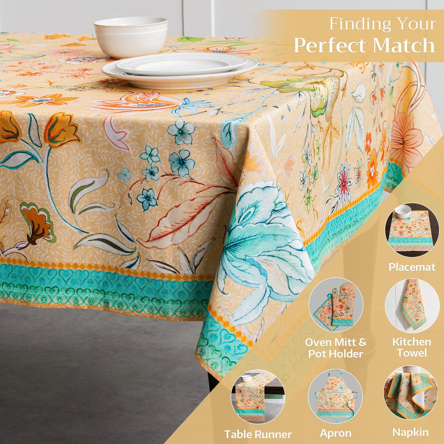 Maison d' Hermine Table Cloth Rectangle Table 100% Cotton 54 x 72 Inches Tablecloth Reusable Decorative for Dining Kitchen Room Farmhouse Home Gifts for Mothers day Spring Summer - Luxury Loft - Peach