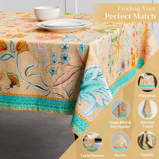 Maison d' Hermine Table Cloth Square Table 100% Cotton 60 x 60 Inches Tablecloth Reusable Decorative for Dining Kitchen Room Farmhouse Home Gifts for Mothers Day Spring Summer - Luxury Loft - Peach