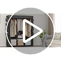 Black Portable Wardrobe Closet with Cover, 3 Hanging Rods & 6 Shelves - 49.2" Wide