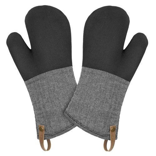 Cuisinart Heritage Kitchen Oven Mitts – Heat-Resistant Kitchen Mitts for Oven with Non-Slip Neoprene Palm, Long Cuff, and Cotton Filling – Durable Oven Gloves for Cooking, Baking, & Grilling