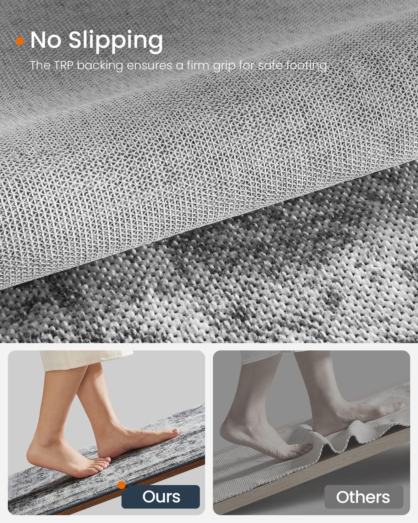 SONGMICS HOME Area Rug, 5x7 ft Living Room Rug, Non-Slip Carpet, Farmhouse Style Rug, Home Decor, for Bedroom, Kitchen, Entryway, Dining Room, Machine Washable, Dove Gray UTAR085G01