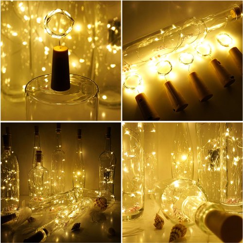 Bottle Lights 12 Pack 20 LEDs Cork Lights for Wine Bottles Battery (Included) Powered Fairy Mini String Lights for DIY Jar Lighting Indoor Bedroom Party Wedding Christmas Halloween Decor (warm white)