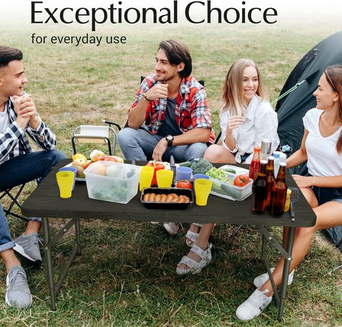 4FT Heavy Duty Foldable Table by [Brand Name] - Adjustable Height, Built-In Handle | Perfect for Indoor/Outdoor Events