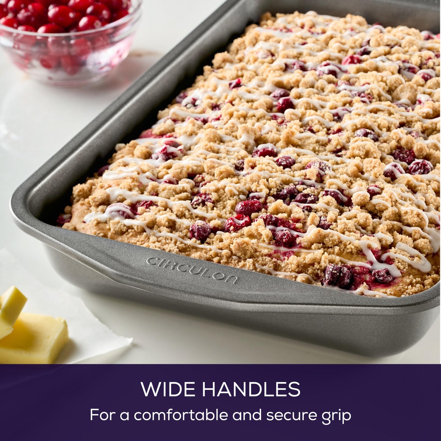 Circulon Total Nonstick Baking Pan With Lid / Nonstick Cake Pan With Lid, Rectangle - 9 Inch x 13 Inch, Gray