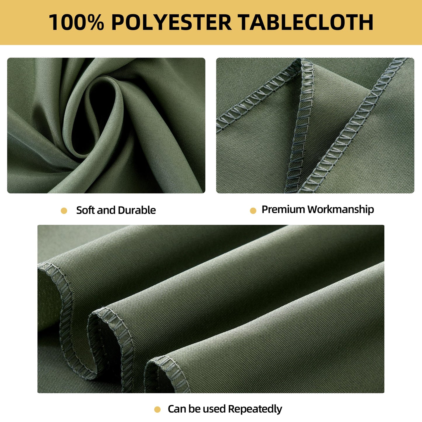 ZarzaaSik 10-Pack Round 108-inch Sage Green Table Cloths, Solid Stain and Wrinkle Resistant Circular Tablecloth, Premium Plain Weave Polyester Fabric Table Linen Covers for Hotel, Banquet