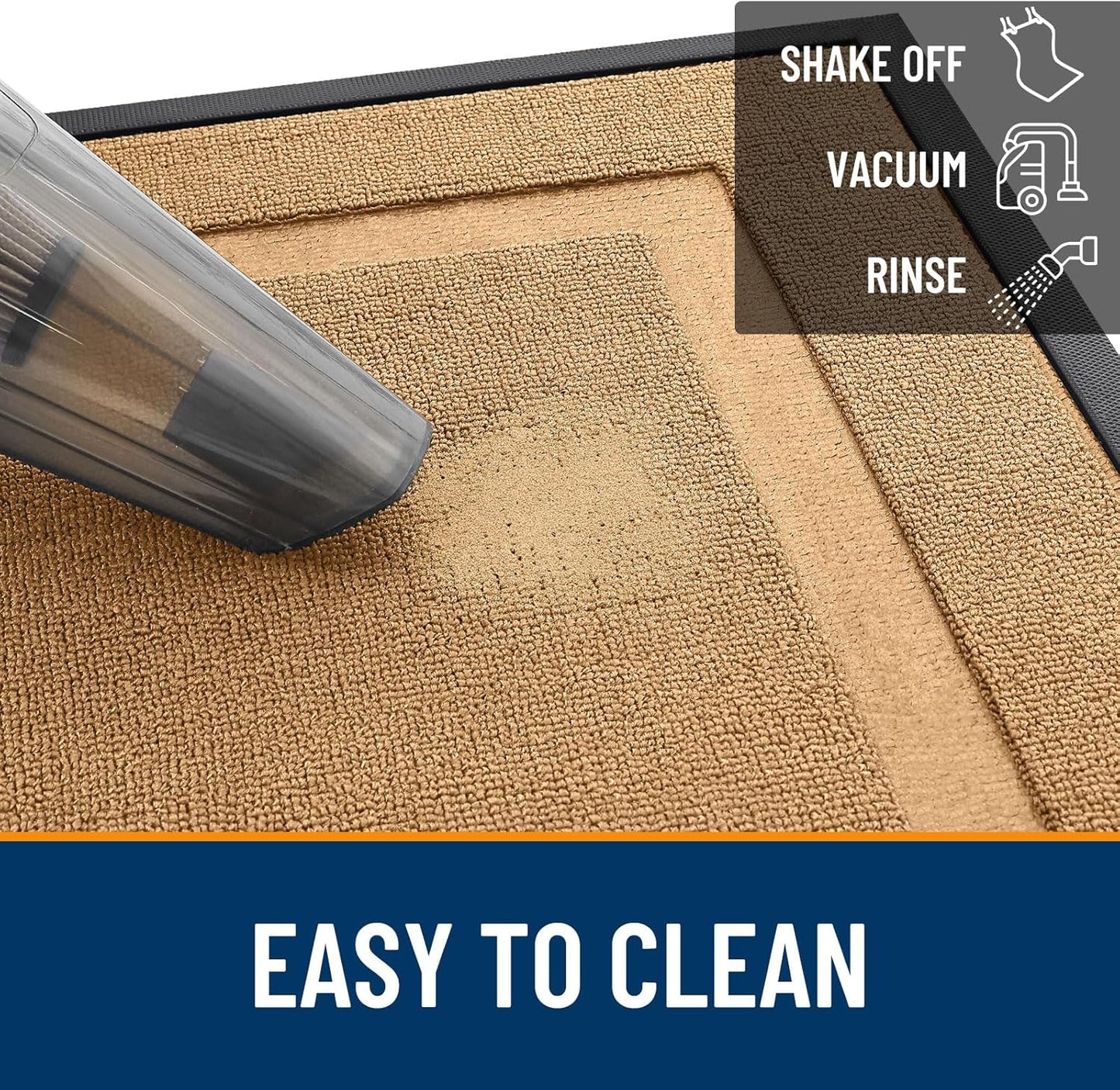 OLANLY Waterproof Front Door Mat - All-Season Indoor/Outdoor Doormat | Sturdy Natural Rubber, 47x17, Butter Yellow
