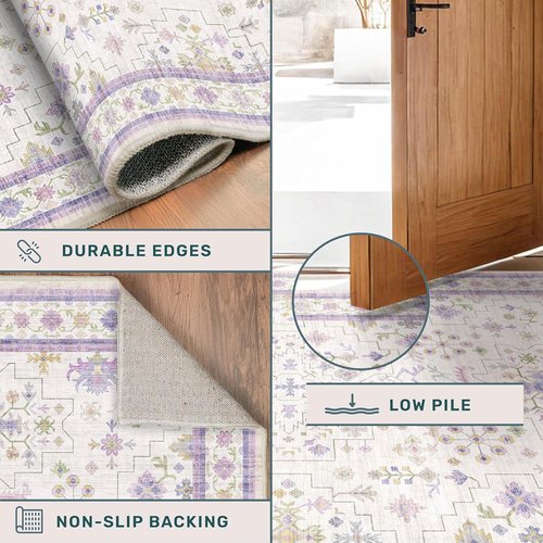 Hazo Haus 6x9 Lavender Area Rug - Non-Slip, Washable, Stain-Resistant for Bedroom & Playroom