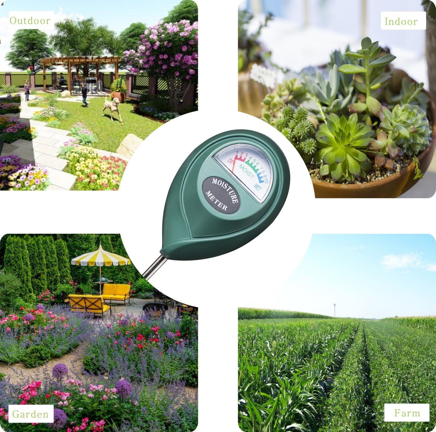 XLUX Soil Moisture Sensor Meter - Battery-Free Hygrometer for Gardening & Farming | 2-Pack