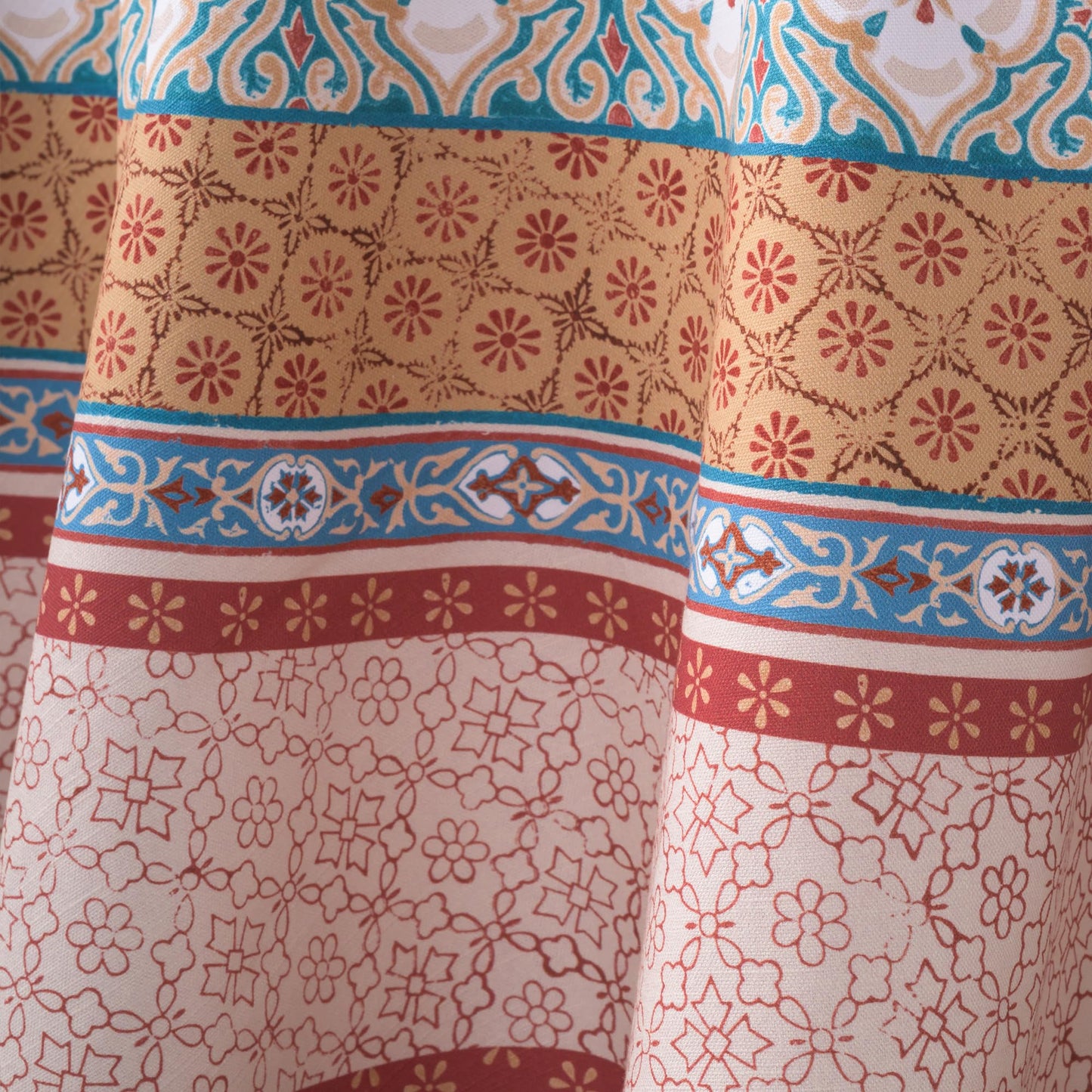 Maison d' Hermine Table Cloth Round Table 100% Cotton 63 Inches Fall Tablecloth Reusable Everyday Use for Thanksgiving Christmas Decorations Dining Farmhouse Party (Romane)