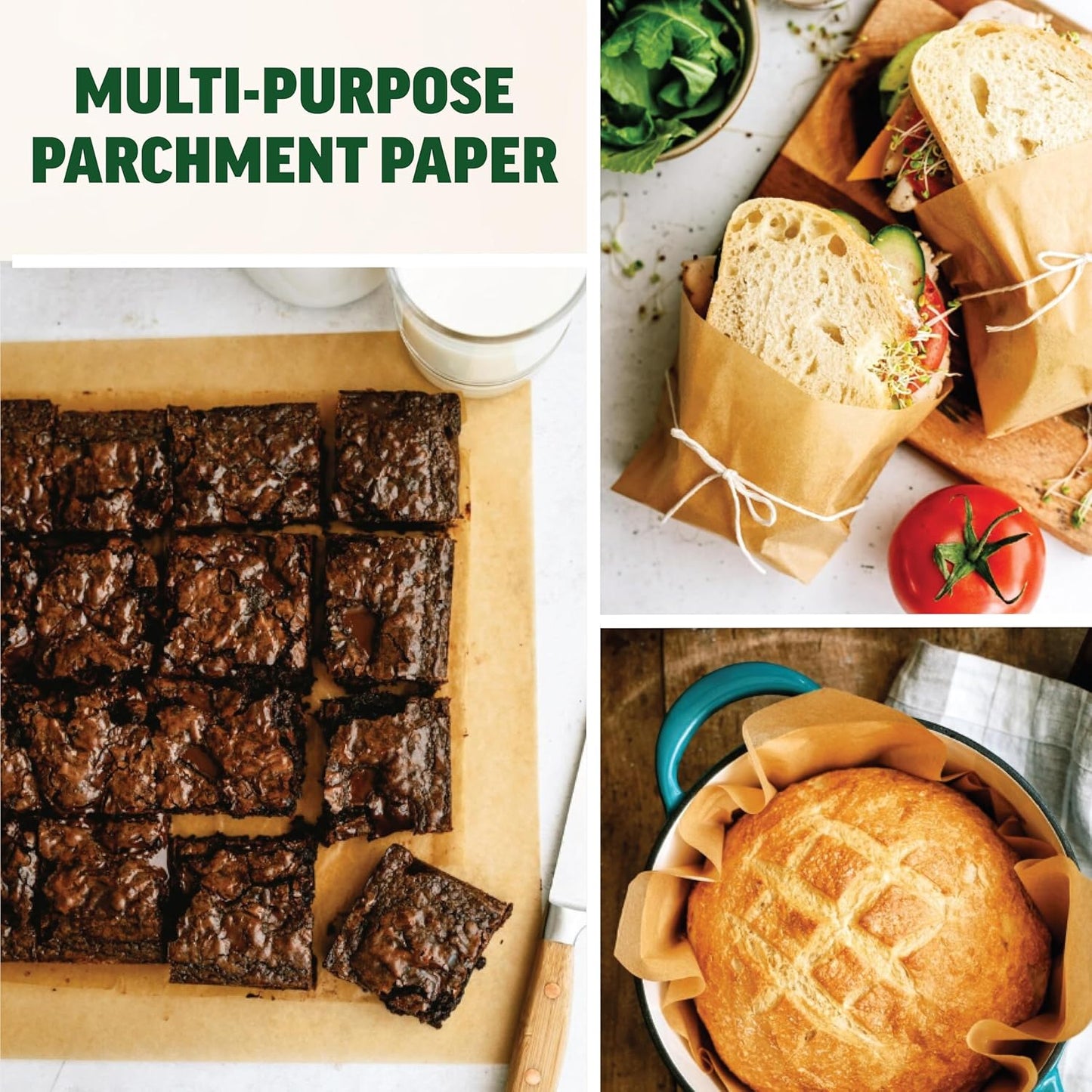 Zenlogy Parchment Paper Squares - Unbleached, High Heat, Non-Stick, 12x12 Inches | 200 Pre-Cut Sheets for Baking & Air Frying