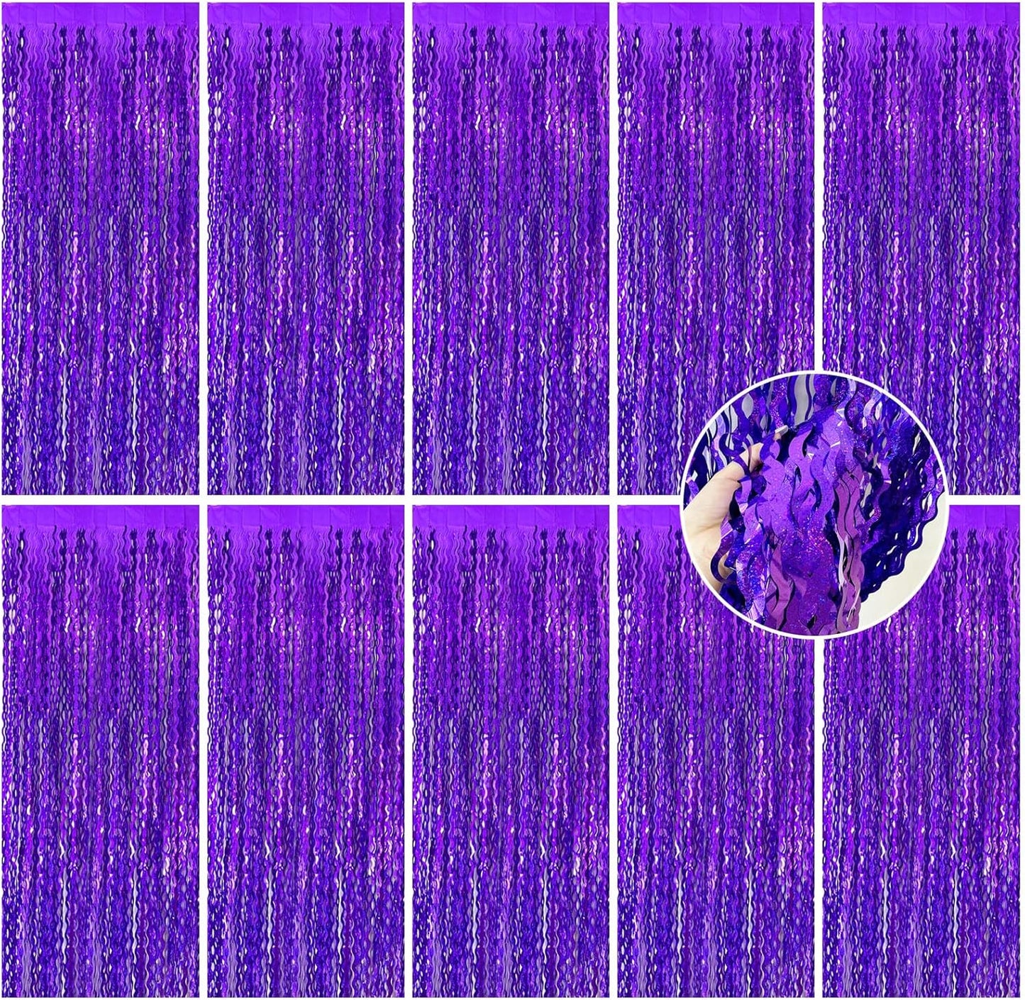 Skiennix Tinsel Foil Fringe Curtains - Sparkling Wavy Backdrop for Parties | Photo Booth Decor