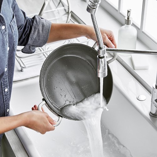 GreenPan Healthy Ceramic Nonstick 12" Everyday Frying Pan with 2 Handles and Lid, PFAS-Free, Multi Clad, Induction, Dishwasher Safe, Oven Safe, Black