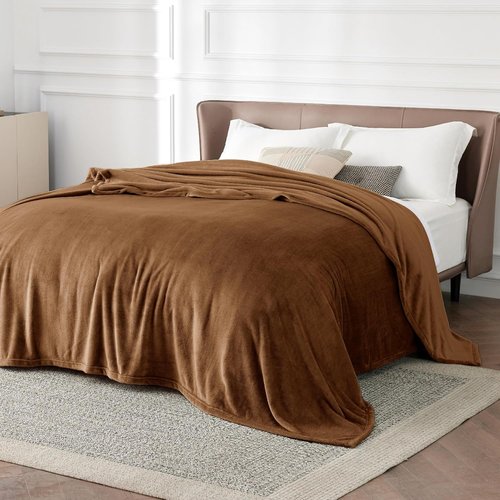 Bedsure GentleSoft King Size Fleece Blanket - Soft, Lightweight Plush Microfiber in Brown, 108x90 Inches