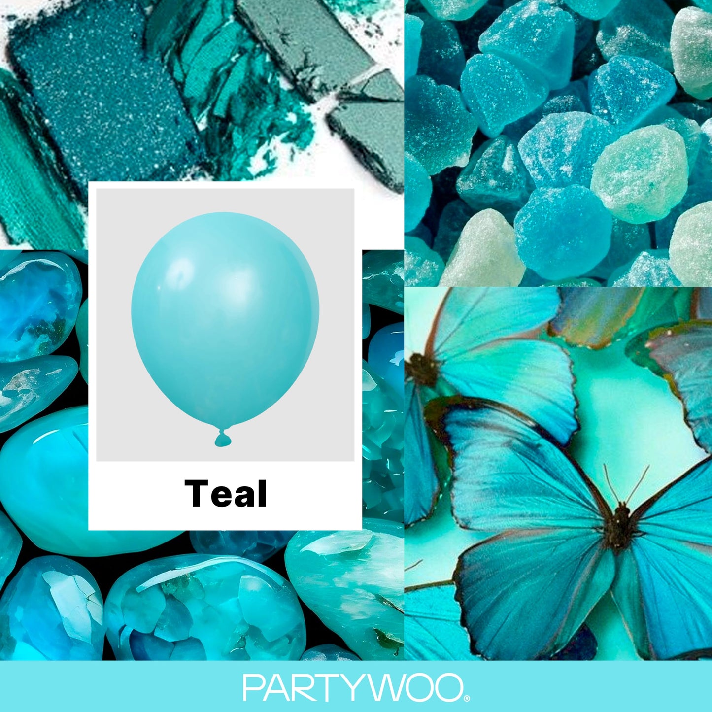 PartyWoo Teal Balloons 100pcs Different Sizes Pack of 18 12 10 5 Inch Turquoise Dark Teal Balloon Arch Kit for Baby Shower Gender Reveal Graduation Mermaid Birthday Pool Party Decorations Blue-Y69