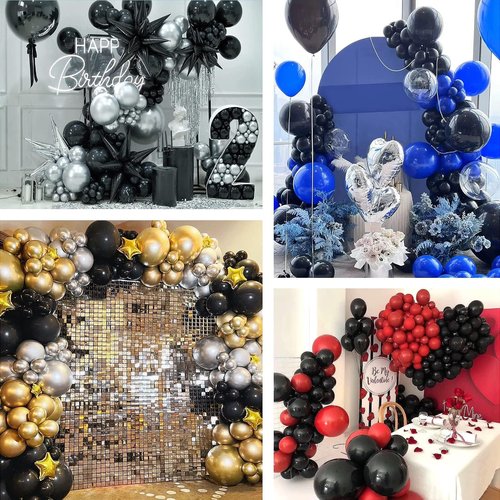 FOTIOMRG Black Balloons 12 inch, 100 Pack Black Latex Balloons for Birthday Graduation Halloween Baby Shower Father's Day Party Decorations