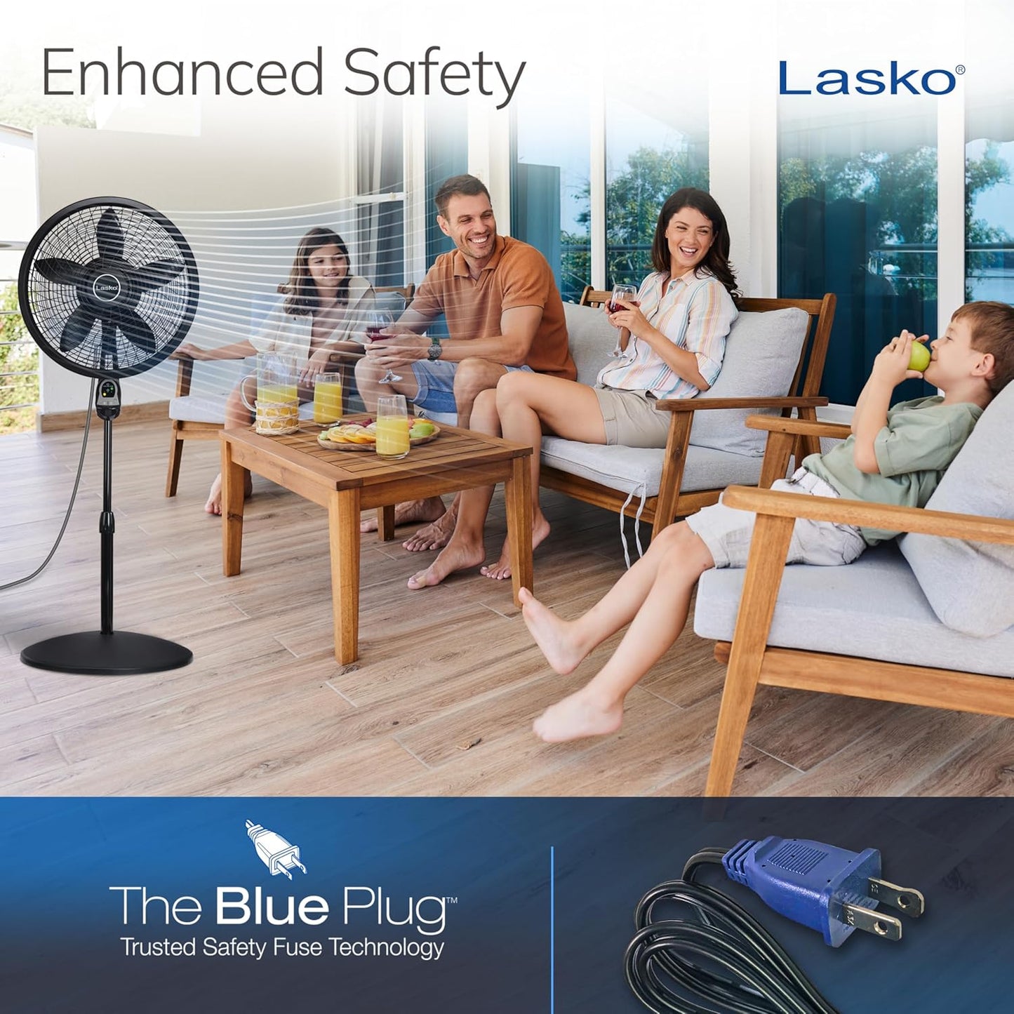Lasko Oscillating Cyclone Pedestal Fan - Adjustable Height, Remote Control, 3 Speeds | 18" Black