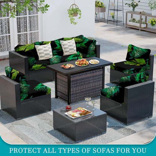 BIETYONE 12-Piece Stretch Patio Cushion Covers - Washable Outdoor Sofa Slipcovers for Furniture Protection