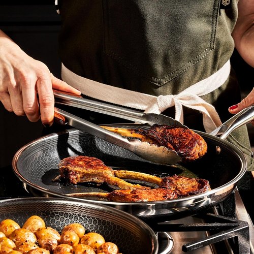 HexClad Hybrid Nonstick Cookware Set - 3-Piece Set with 7" & 10" Pans, 10" Wok | Stay-Cool, Dishwasher & Oven-Safe