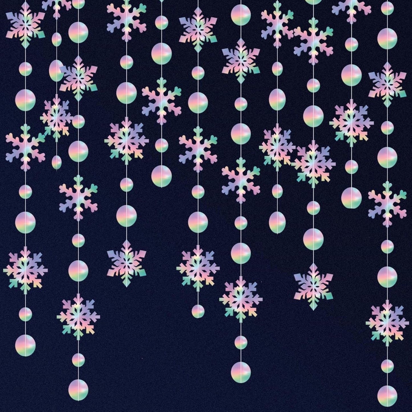 KatchOn 6.5 FT Christmas Garland - Snowflake Hanging Decorations | Iridescent Winter Decor