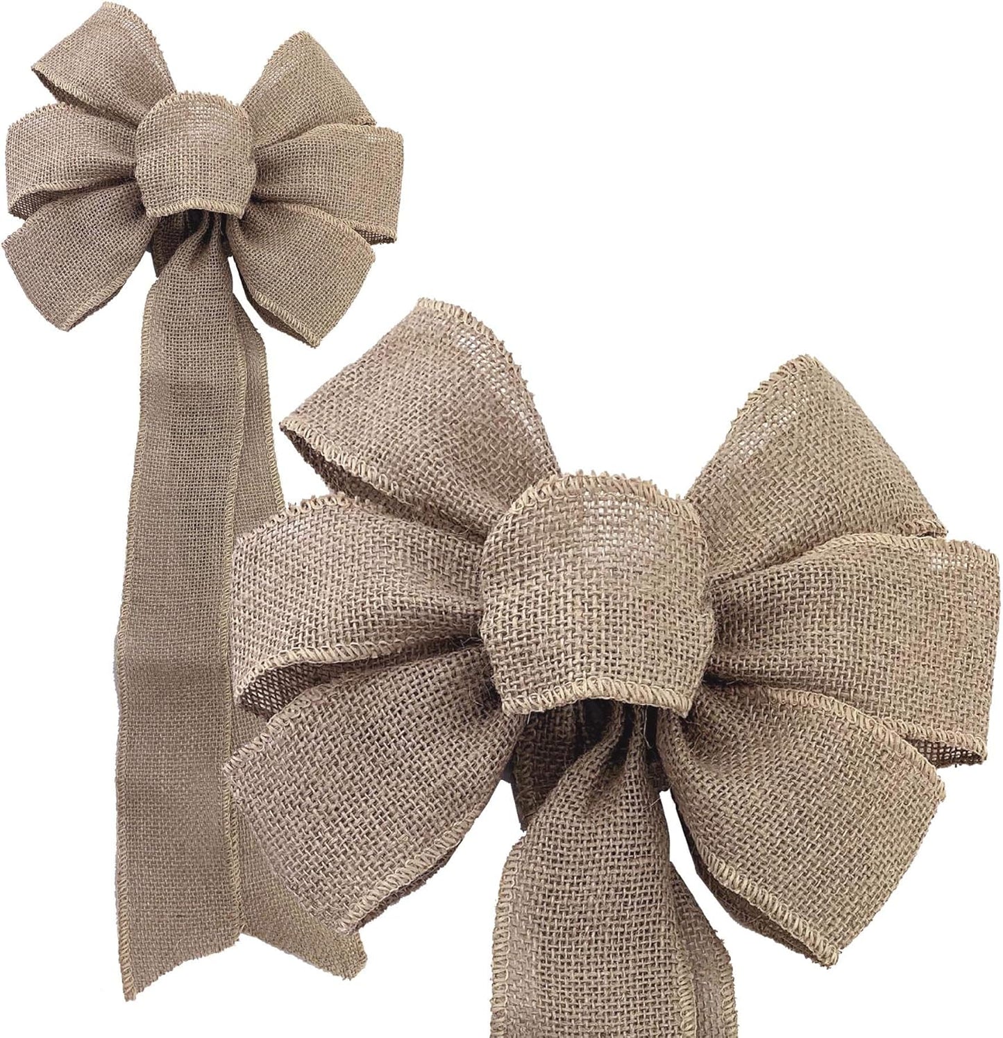Natural Burlap Ribbon Wreath Bow - 10" Wide, 18" Long Tails for Seasonal Decor | Valentine's Day, Easter, Christmas