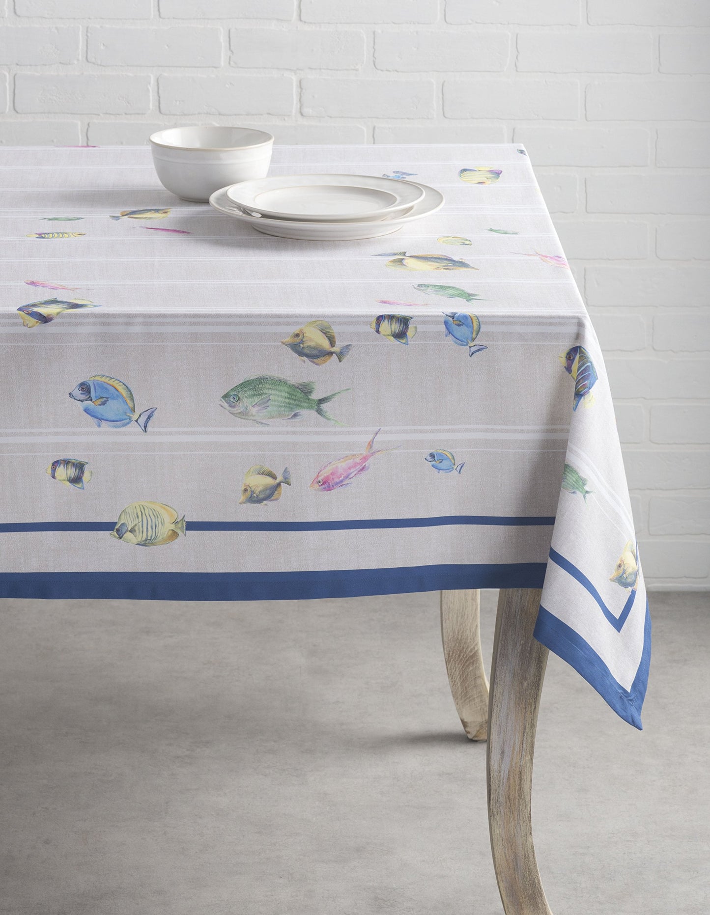 Maison d' Hermine Table Cloth Square Table 100% Cotton 54 x 54 Inches Tablecloth Reusable Decorative for Dining Kitchen Room Farmhouse Home Gifts for Mothers Day Spring Summer - Poisson