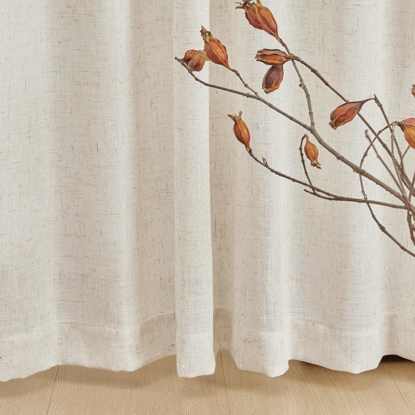 MYSKY HOME Linen Curtains for Sliding Glass Door, Back Tab Semi Sheer Curtain Panels Extra Long Floor Length Drapes Linen Texture Soft Touch Country Curtains, 50x102 Inch, Linen, Set of 2