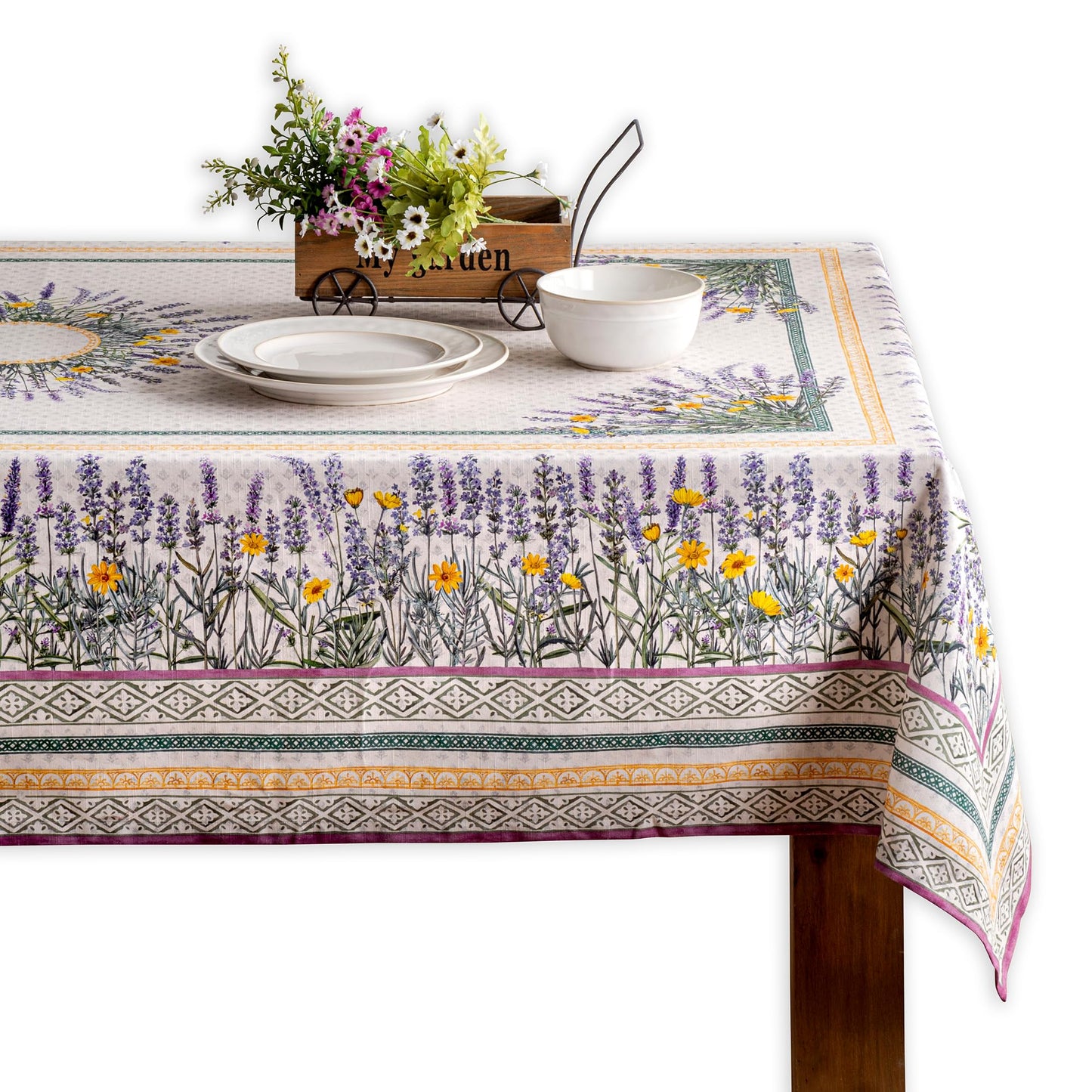 Maison d' Hermine Table Cloth Square Table 100% Cotton 60 x 60 Inches Tablecloth Reusable Decorative for Dining Kitchen Room Farmhouse Home Gifts for Mothers Day Spring Summer - Fanny Lavender