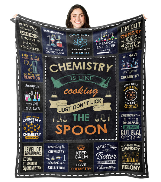 Basiole Chemistry Gifts Blanket, Chemistry Teacher Gifts, Gifts for Chemistry Lovers, Chemistry Gifts for Adults/Students, Science Teacher Gifts, Chemist Birthday Gift Blankets 60"X50"