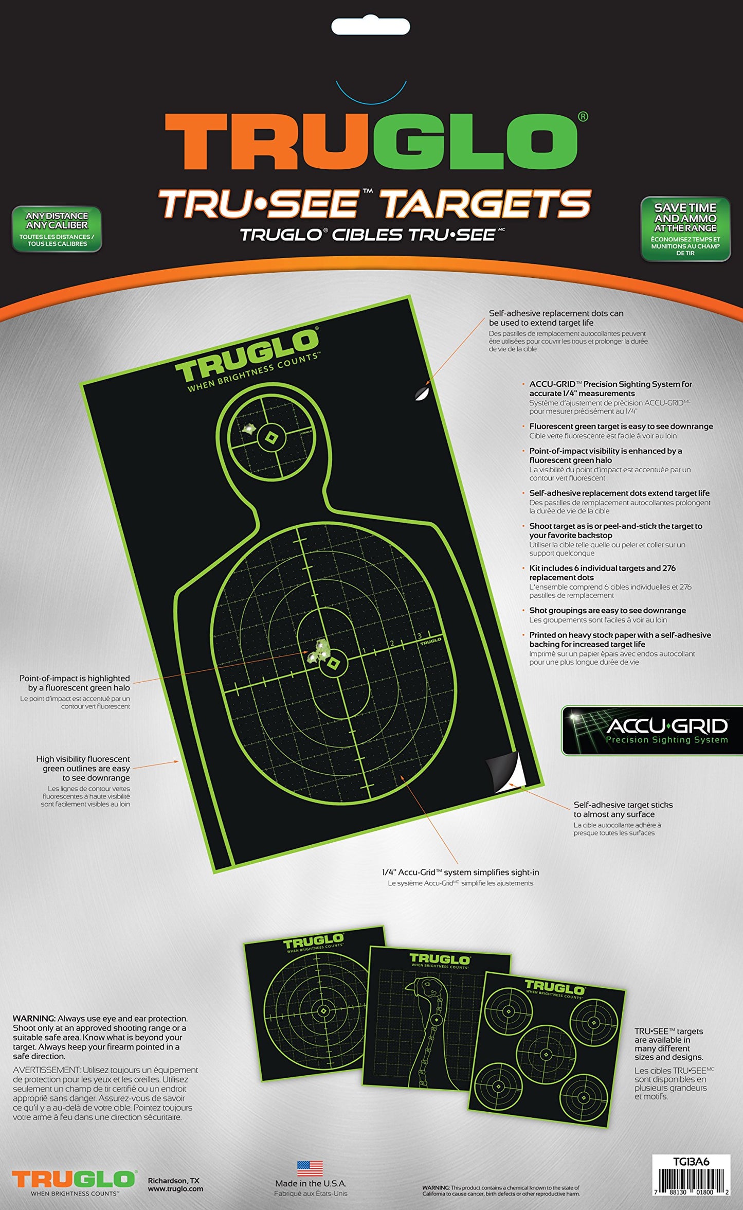 TRUGLO 12X18 Tru-See Bright Fluorescent Self-Adhesive High-Visible Reactive Splatter Handgun Target, 6-Pack/Green