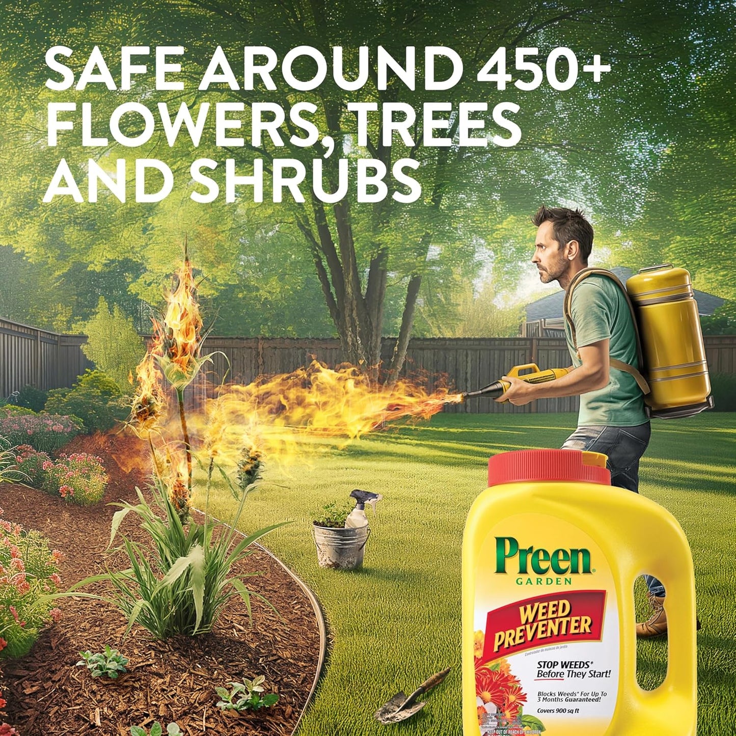 Preen Garden Weed Preventer - 16 lb Pail | Effective Coverage for 2,560 sq ft